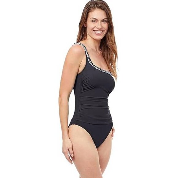 NWT Profile by Gottex Womens Kundala Shoulder Ruffle One Piece Swimsuit Size 8 - Picture 3 of 7